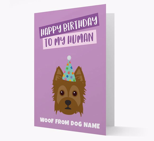 Personalized 'Happy Birthday To My Human' Card with {breedCommonName} Icon